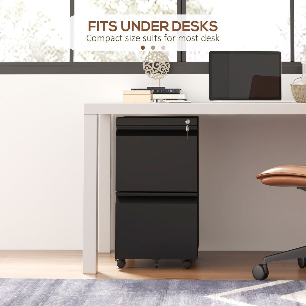 Vinsetto Steel File Cabinet with Lock Hanging Bar for Letter A4 Legal Size Black