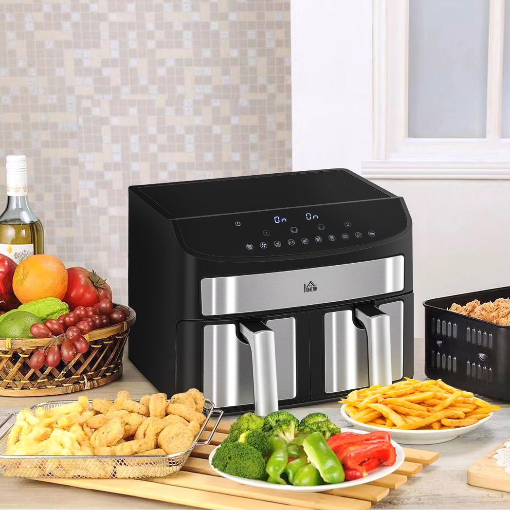 SvvalkaOil Free Dual Air Fryer 10-in-1 8L w/ Sync Cook & Sync Finish Timer 2400W