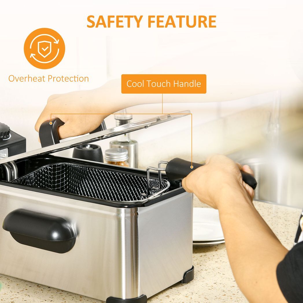 Svvalka3 Litre Deep Fat Fryer with Adjustable Temperature, 60min Timer, 2000W