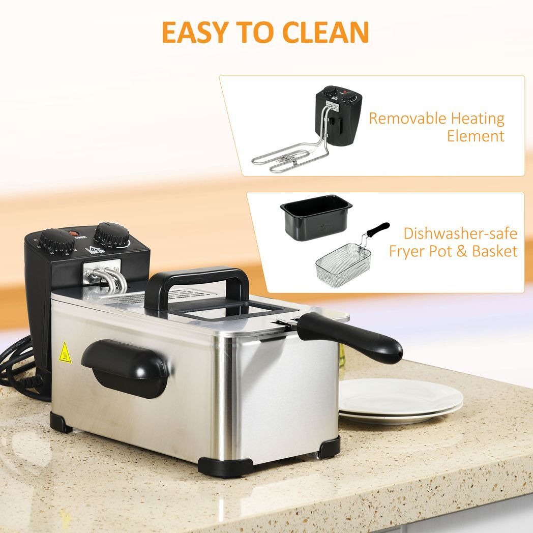 Svvalka3 Litre Deep Fat Fryer with Adjustable Temperature, 60min Timer, 2000W