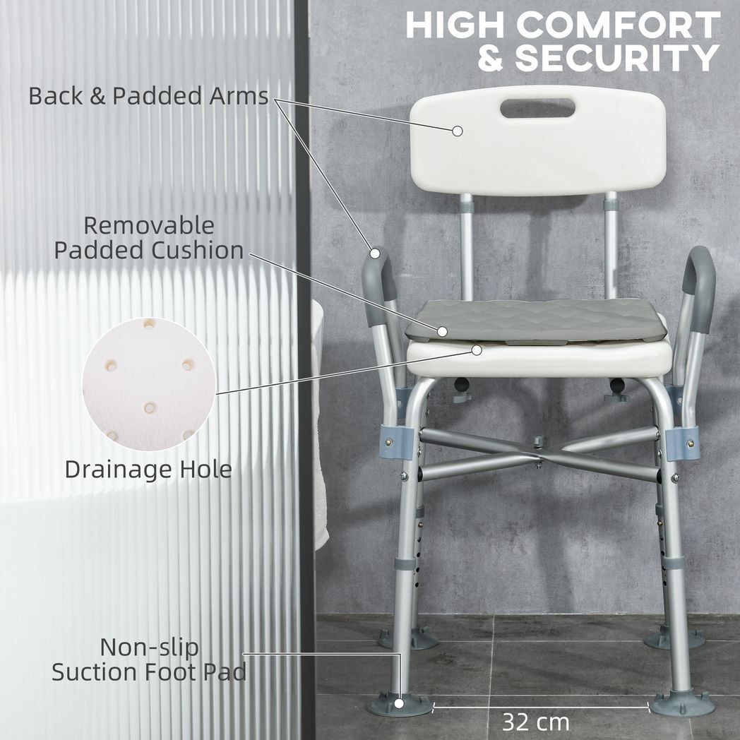 SvvalkaAluminium Shower Chair Adjustable Bath Stool for Senior Disabled Pregnant