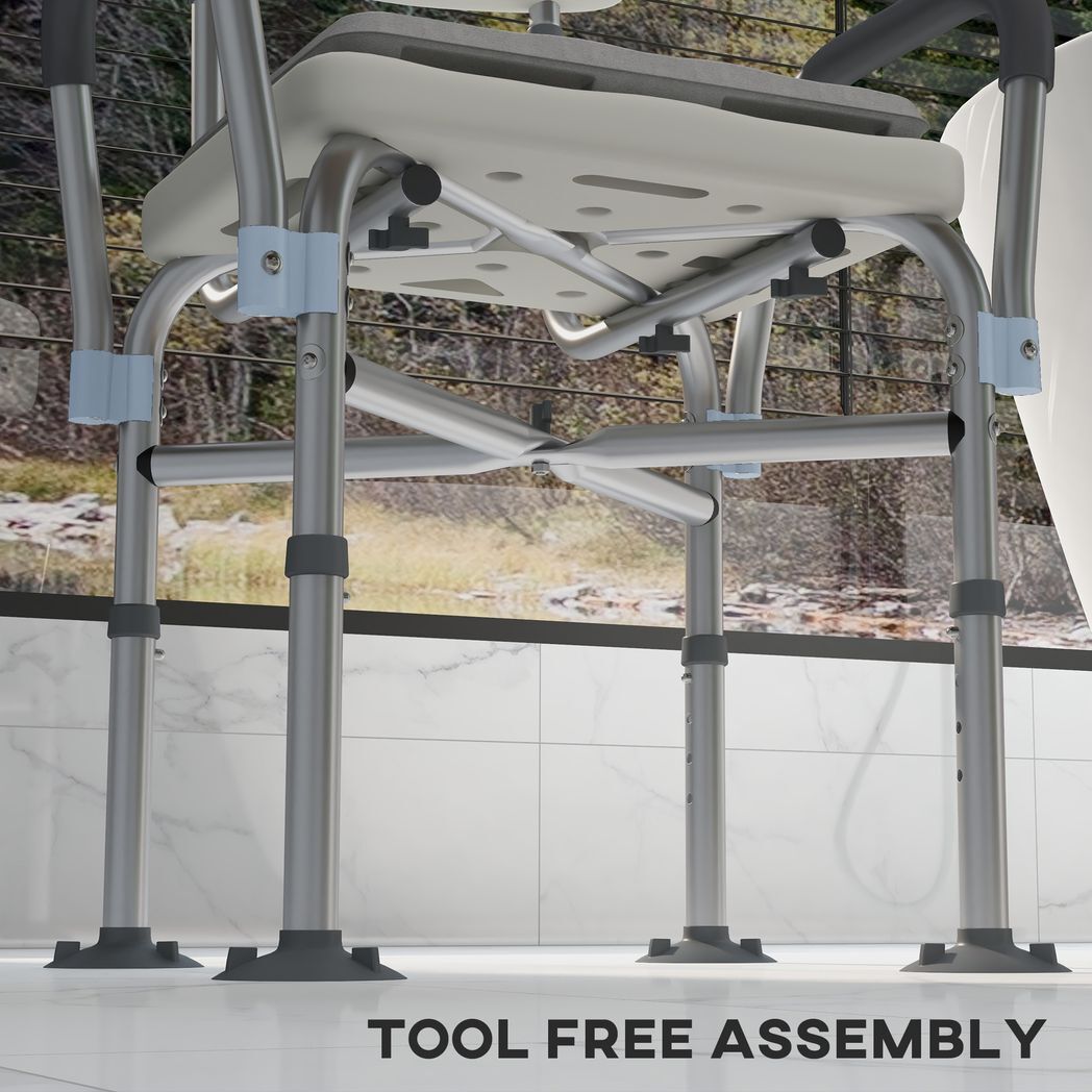 SvvalkaAluminium Shower Chair Adjustable Bath Stool for Senior Disabled Pregnant