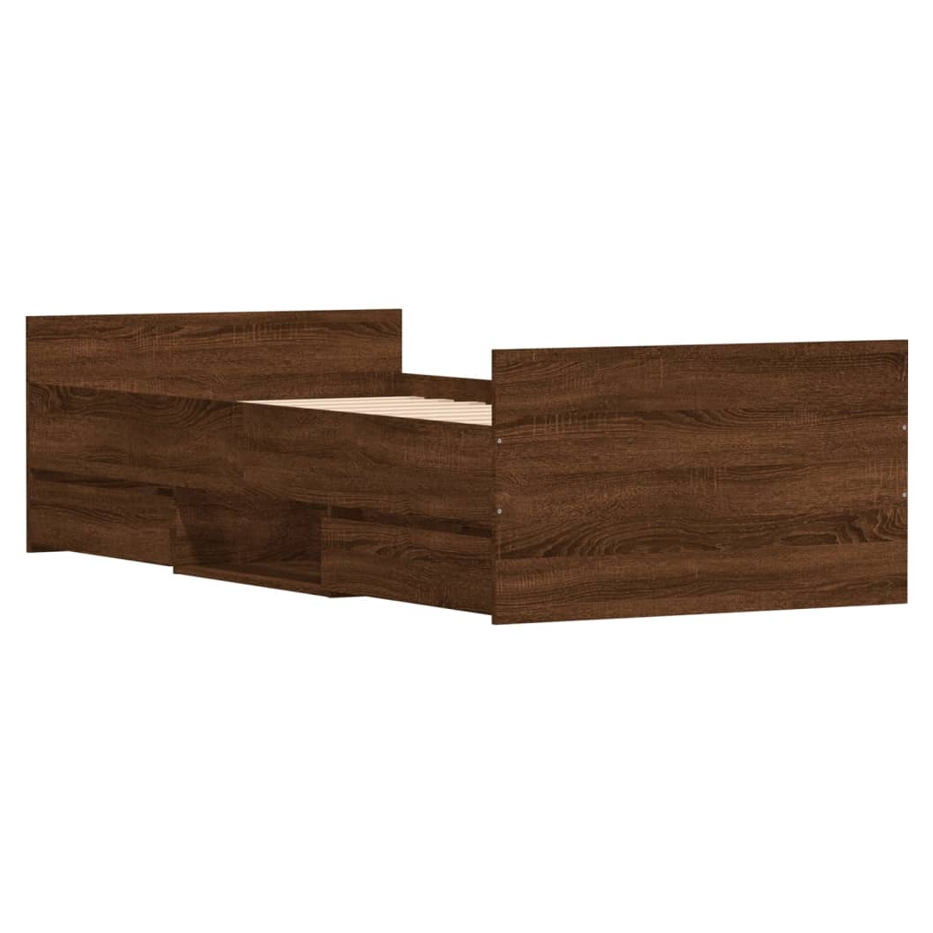 Bed Frame with Headboard and Footboard Brown Oak 90x190 cm Single