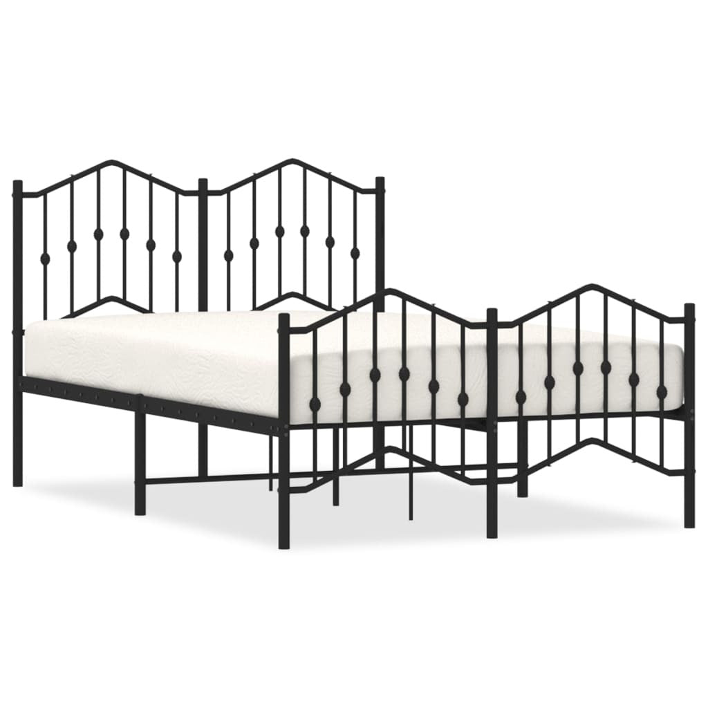 Metal Bed Frame with Headboard and Footboard?Black 120x200 cm