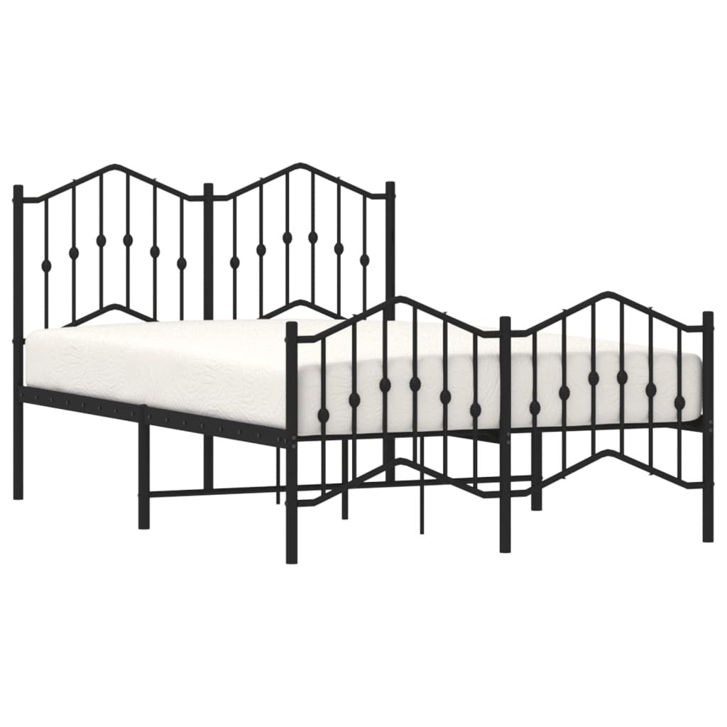 Metal Bed Frame with Headboard and Footboard?Black 120x200 cm