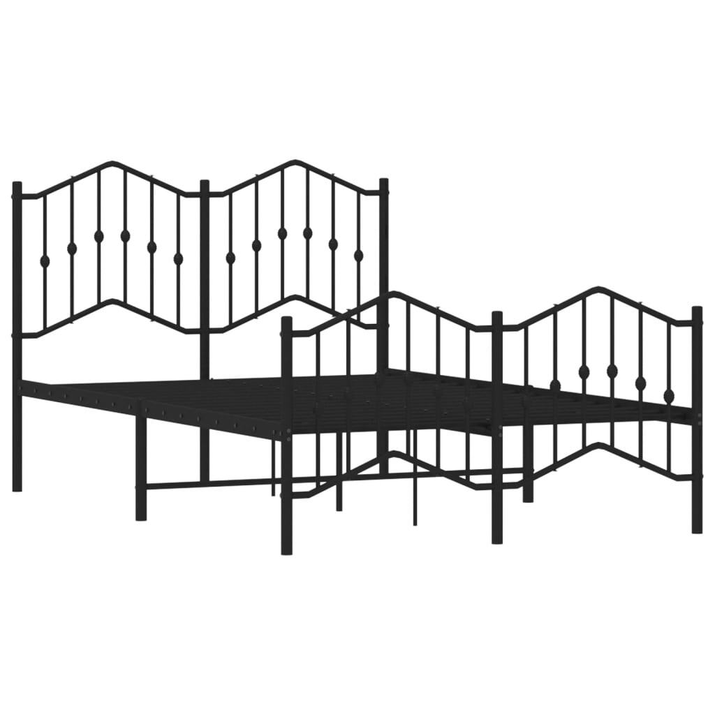 Metal Bed Frame with Headboard and Footboard?Black 120x200 cm