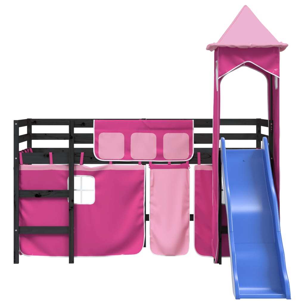 Childrens Loft Bed with Tower Pink 80x200 cm Solid Wood Pine