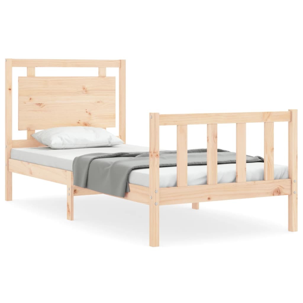 Bed Frame with Headboard 100x200 cm Solid Wood