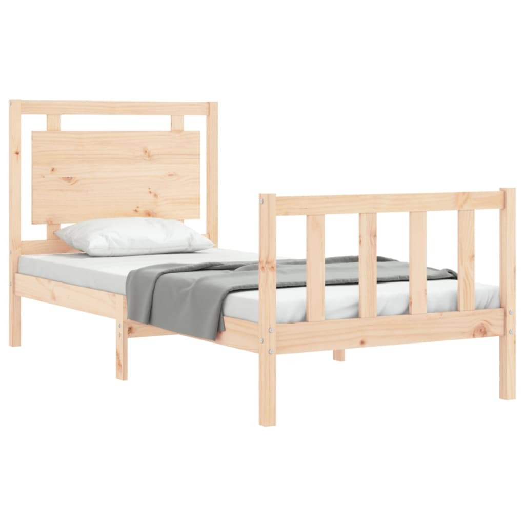 Bed Frame with Headboard 100x200 cm Solid Wood