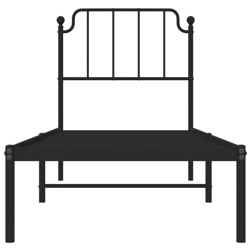 Metal Bed Frame with Headboard Black 80x200 cm
