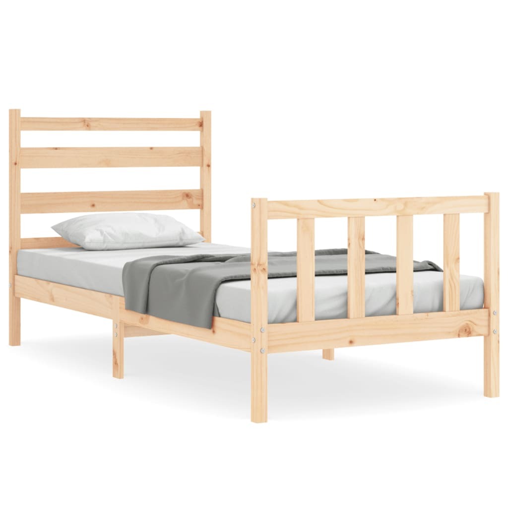 Bed Frame with Headboard 100x200 cm Solid Wood