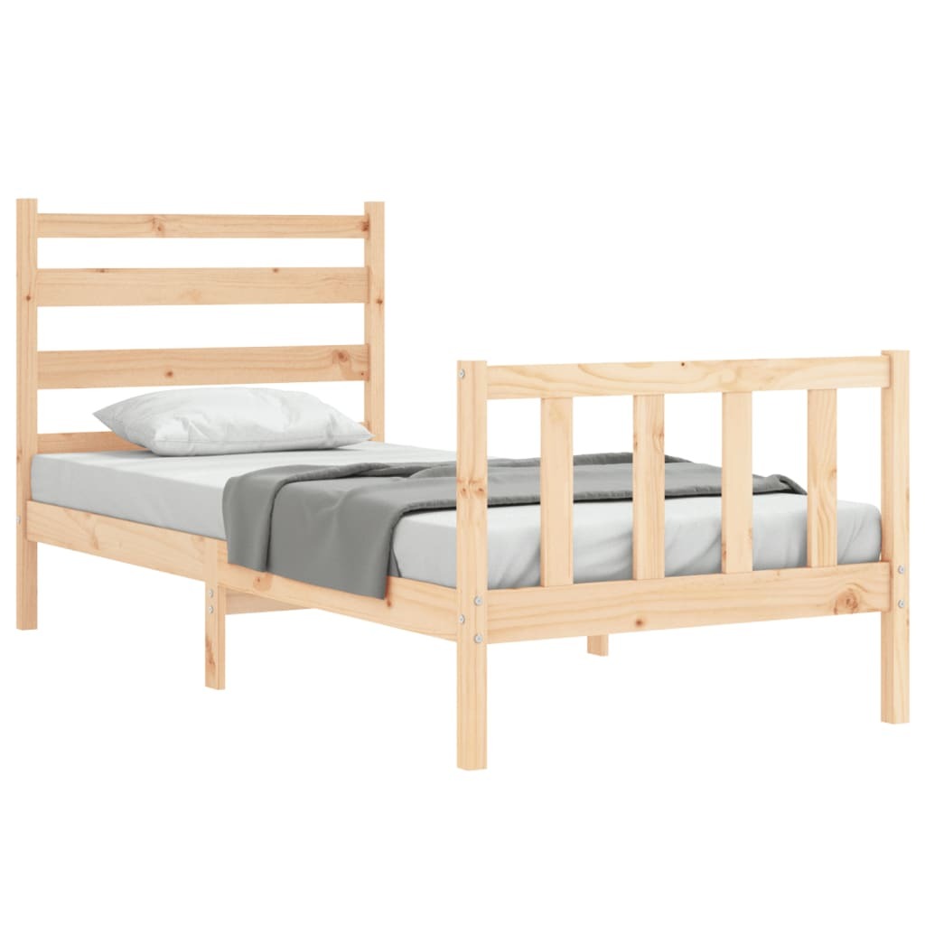 Bed Frame with Headboard 100x200 cm Solid Wood