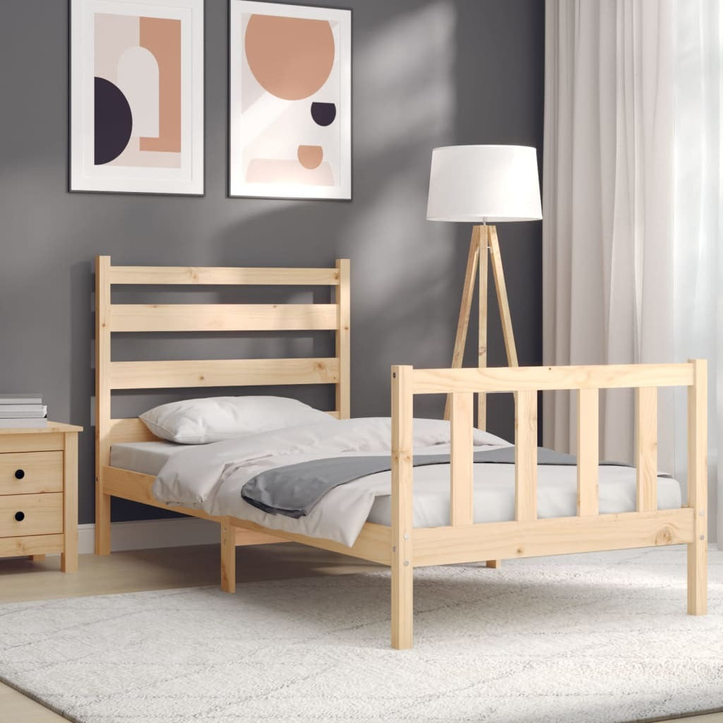 Bed Frame with Headboard 100x200 cm Solid Wood