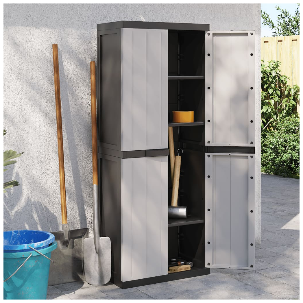 Outdoor Storage Cabinet Grey and Black 65x37x165 cm PP