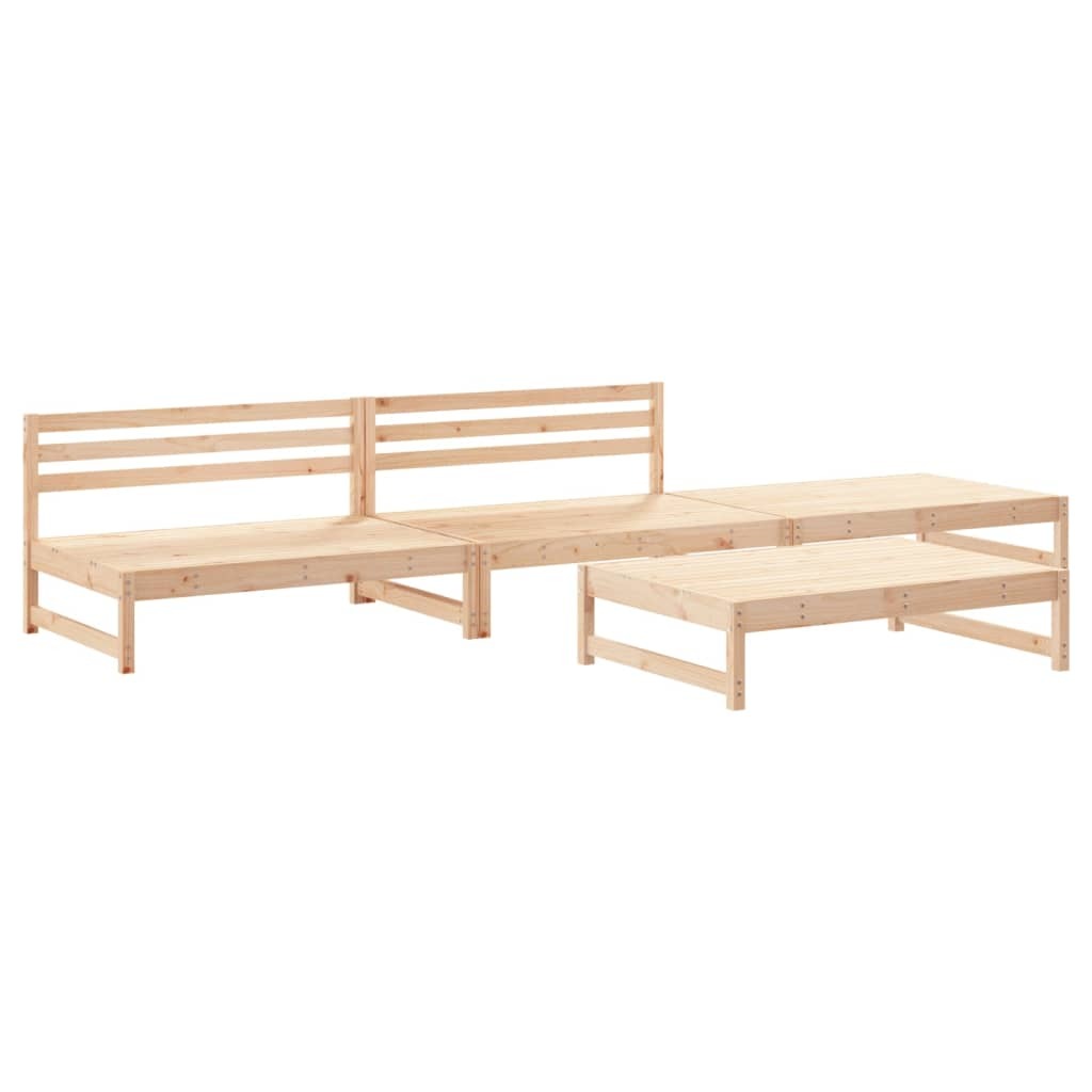 4 Piece Garden Lounge Set Solid Wood Pine