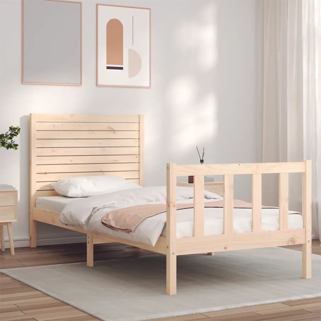 Bed Frame with Headboard 100x200 cm Solid Wood