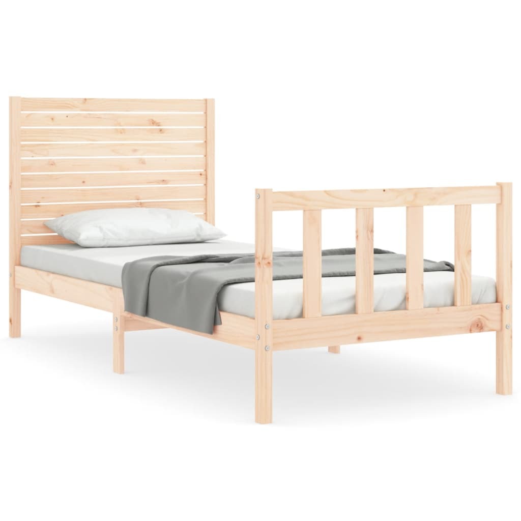 Bed Frame with Headboard 100x200 cm Solid Wood