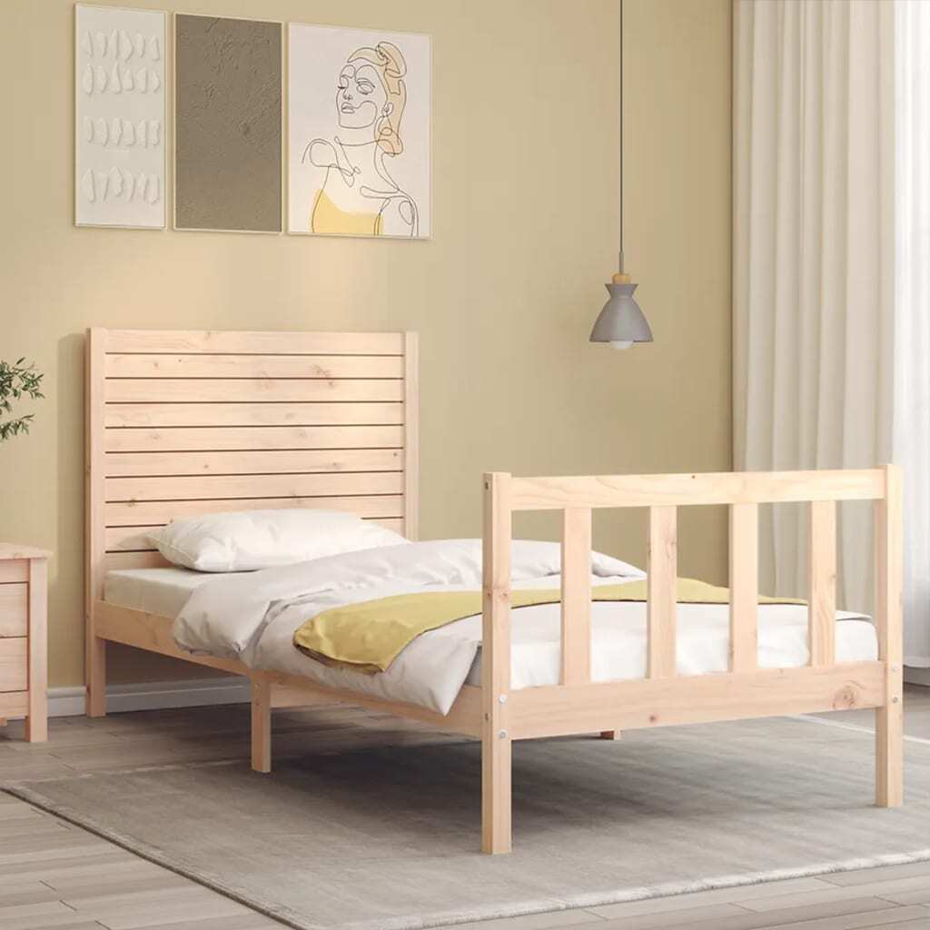 Bed Frame with Headboard 100x200 cm Solid Wood