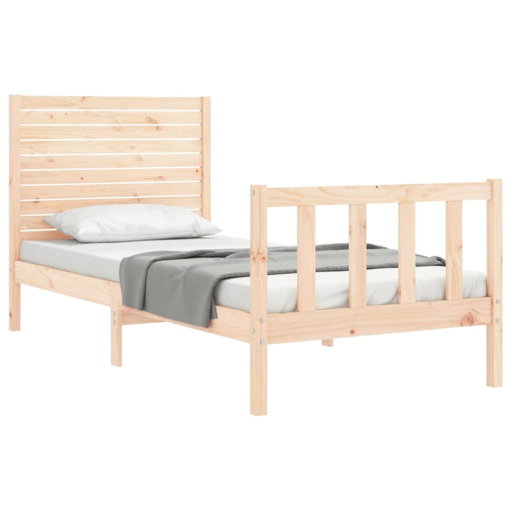 Bed Frame with Headboard 100x200 cm Solid Wood