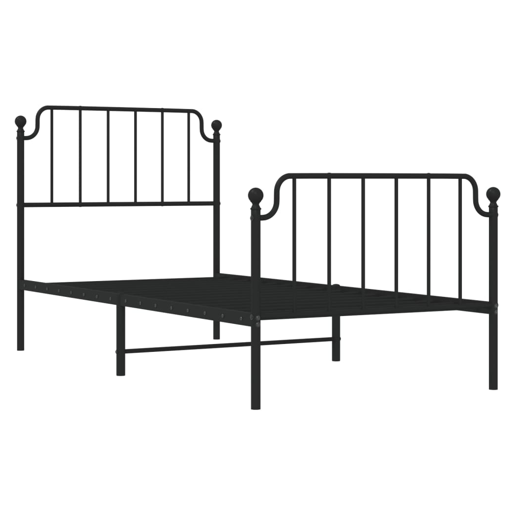 Metal Bed Frame with Headboard and Footboard?Black 90x200 cm