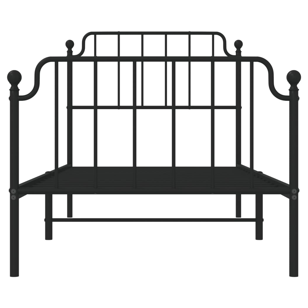 Metal Bed Frame with Headboard and Footboard?Black 90x200 cm