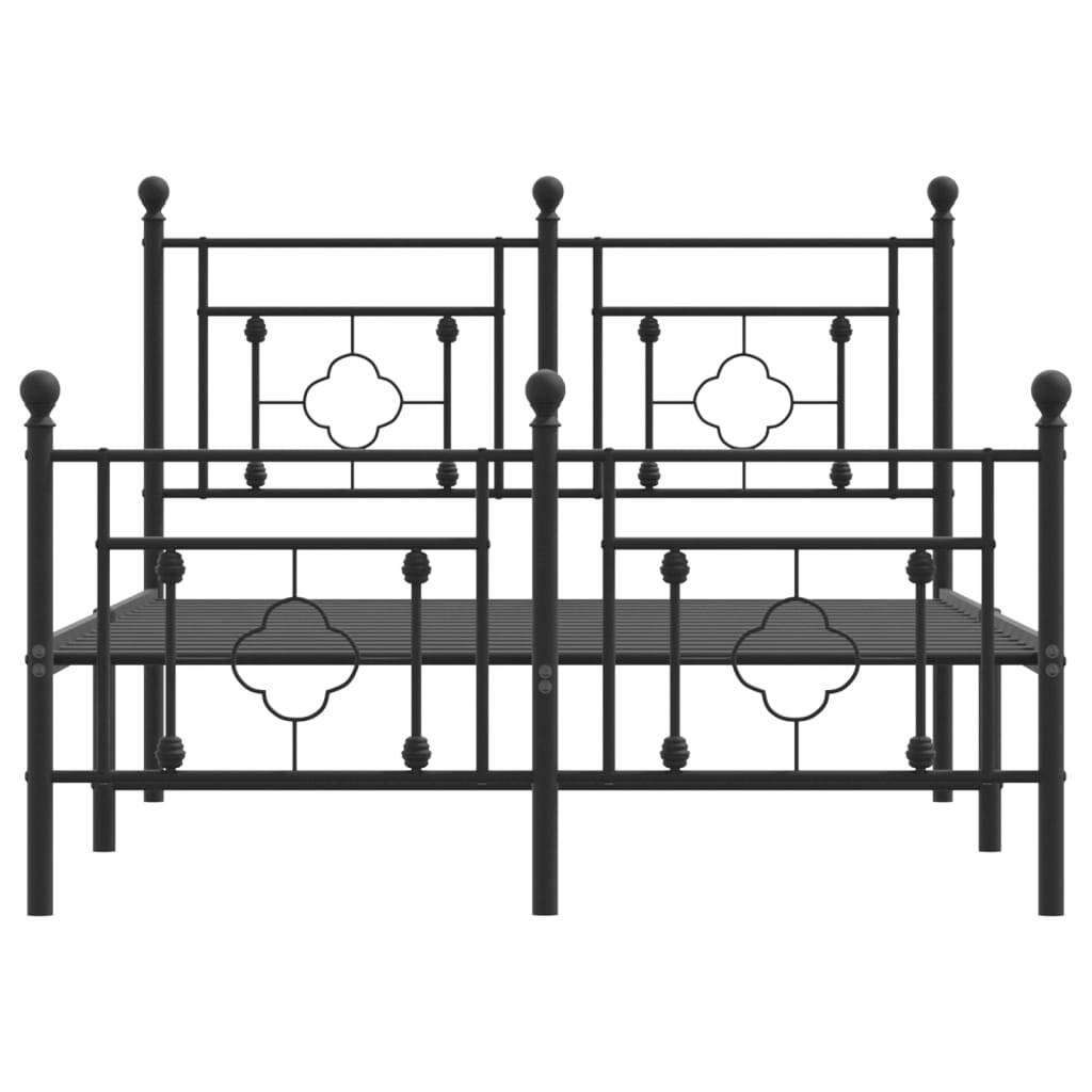 Metal Bed Frame with Headboard and Footboard Black 120x200 cm