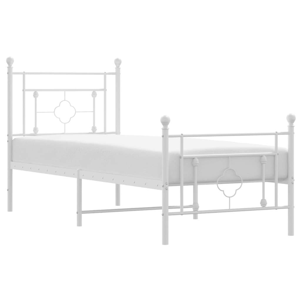 Metal Bed Frame with Headboard and Footboard White 80x200 cm