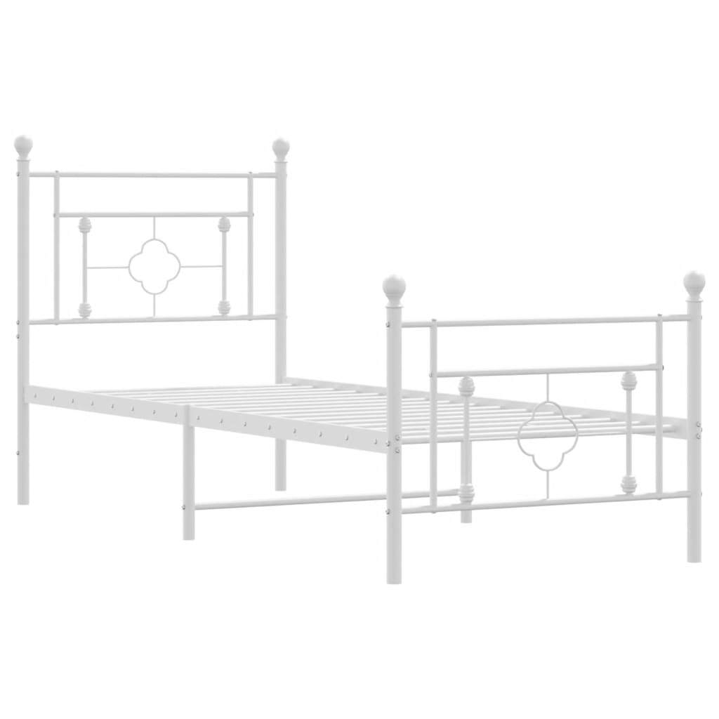 Metal Bed Frame with Headboard and Footboard White 80x200 cm