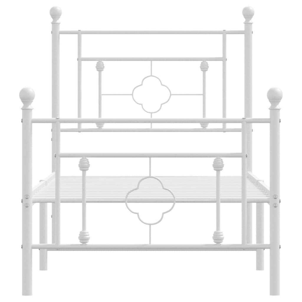 Metal Bed Frame with Headboard and Footboard White 80x200 cm