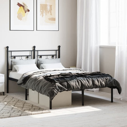 Metal Bed Frame with Headboard Black 120x200 cm