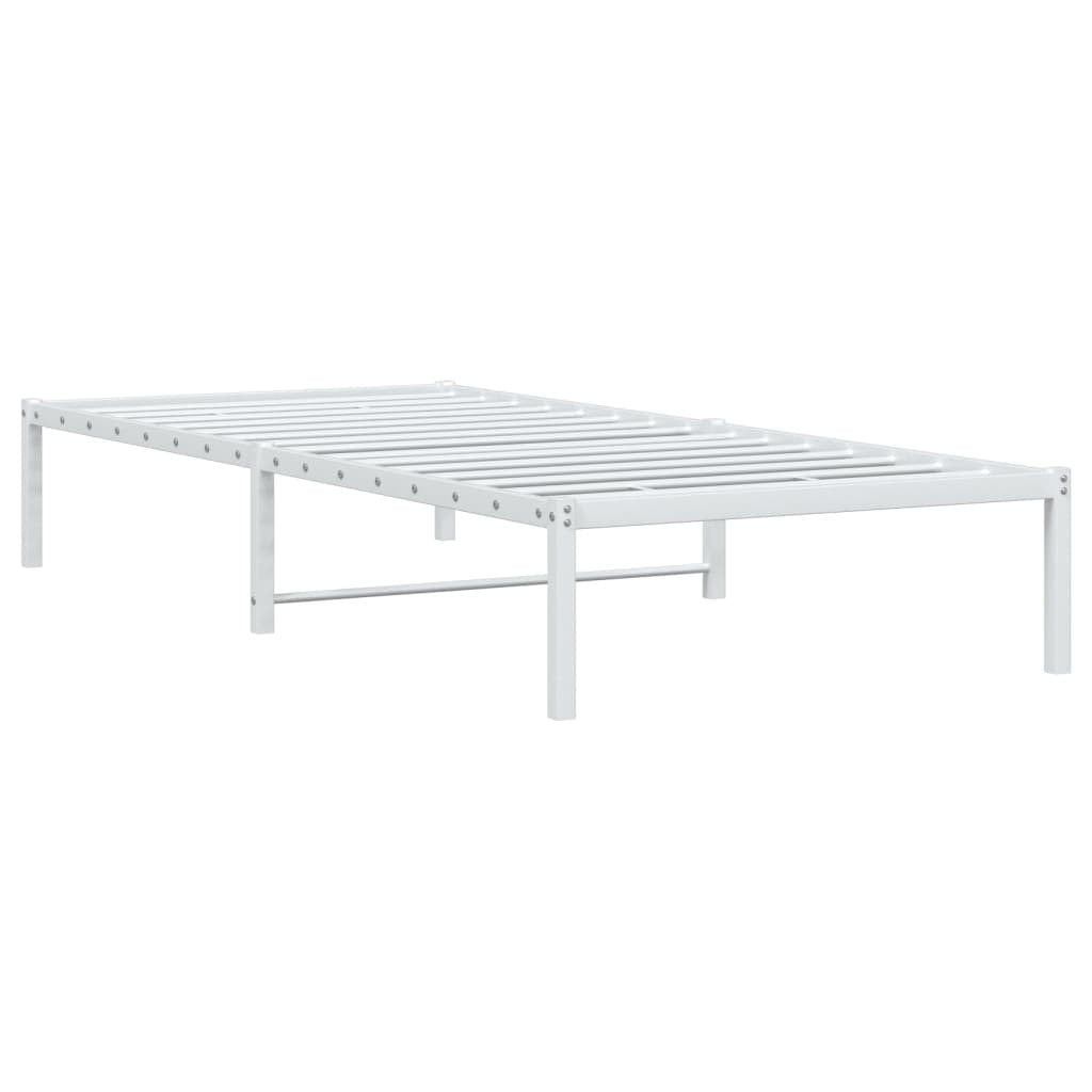Metal Bed Frame White 90x190 cm Single