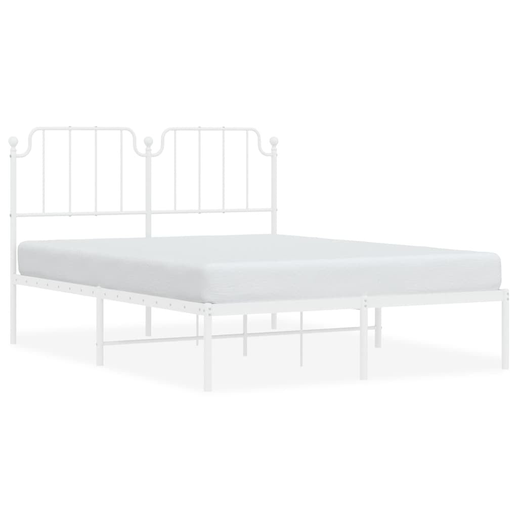 Metal Bed Frame with Headboard White 150x200 cm King Size