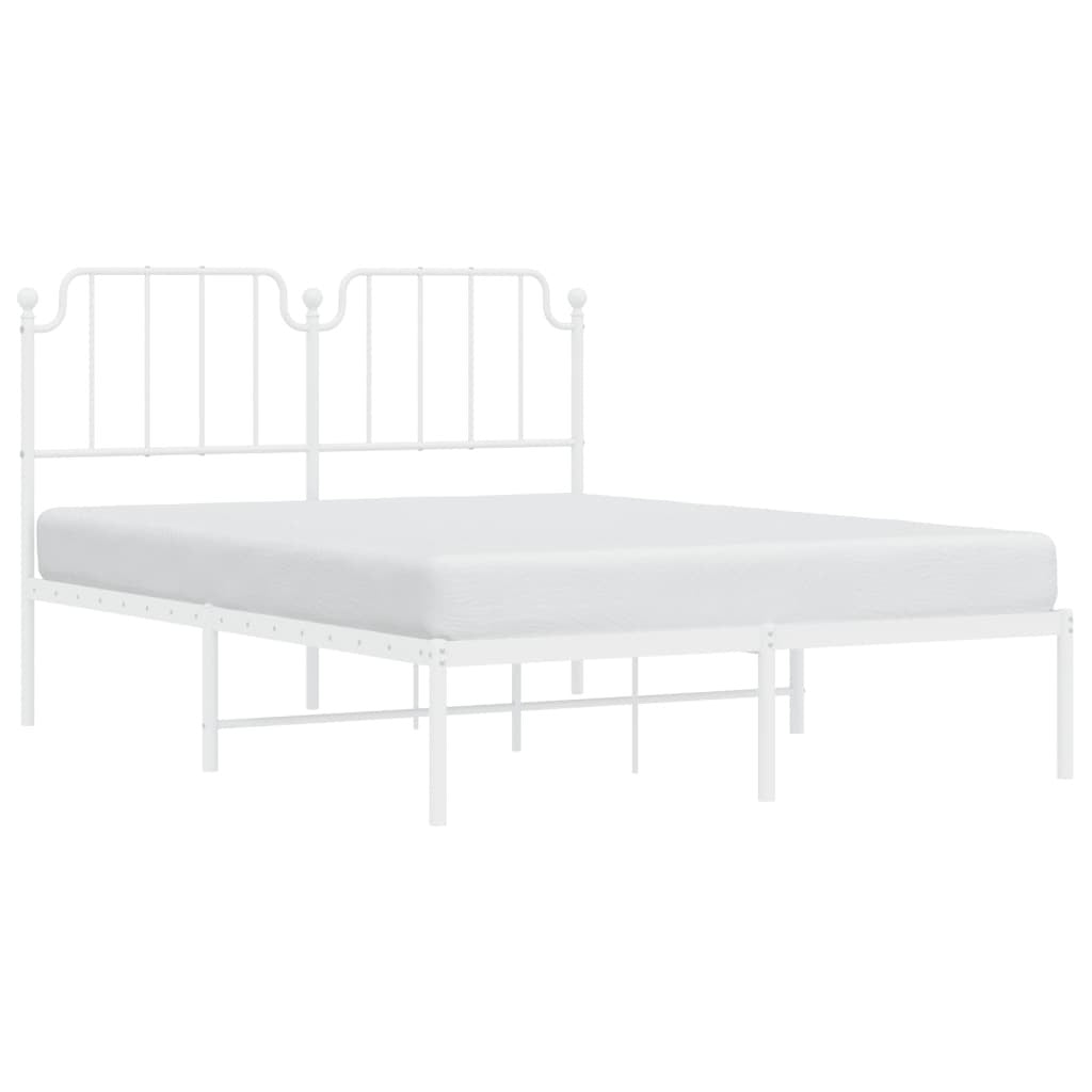 Metal Bed Frame with Headboard White 150x200 cm King Size