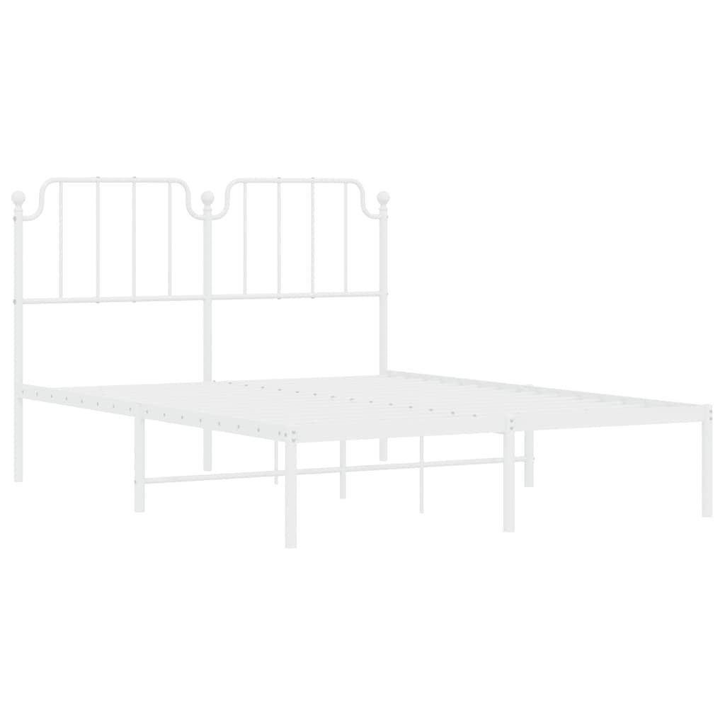 Metal Bed Frame with Headboard White 150x200 cm King Size