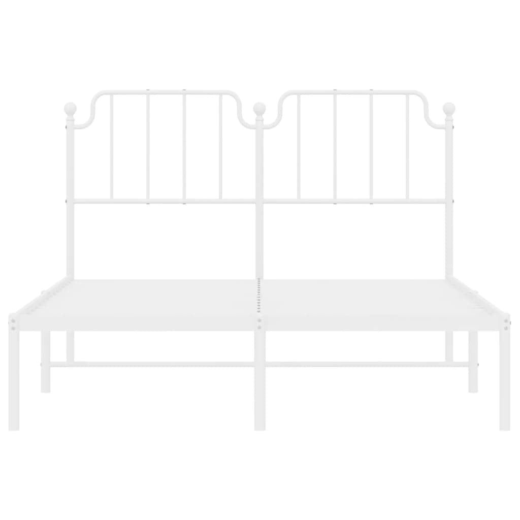 Metal Bed Frame with Headboard White 150x200 cm King Size