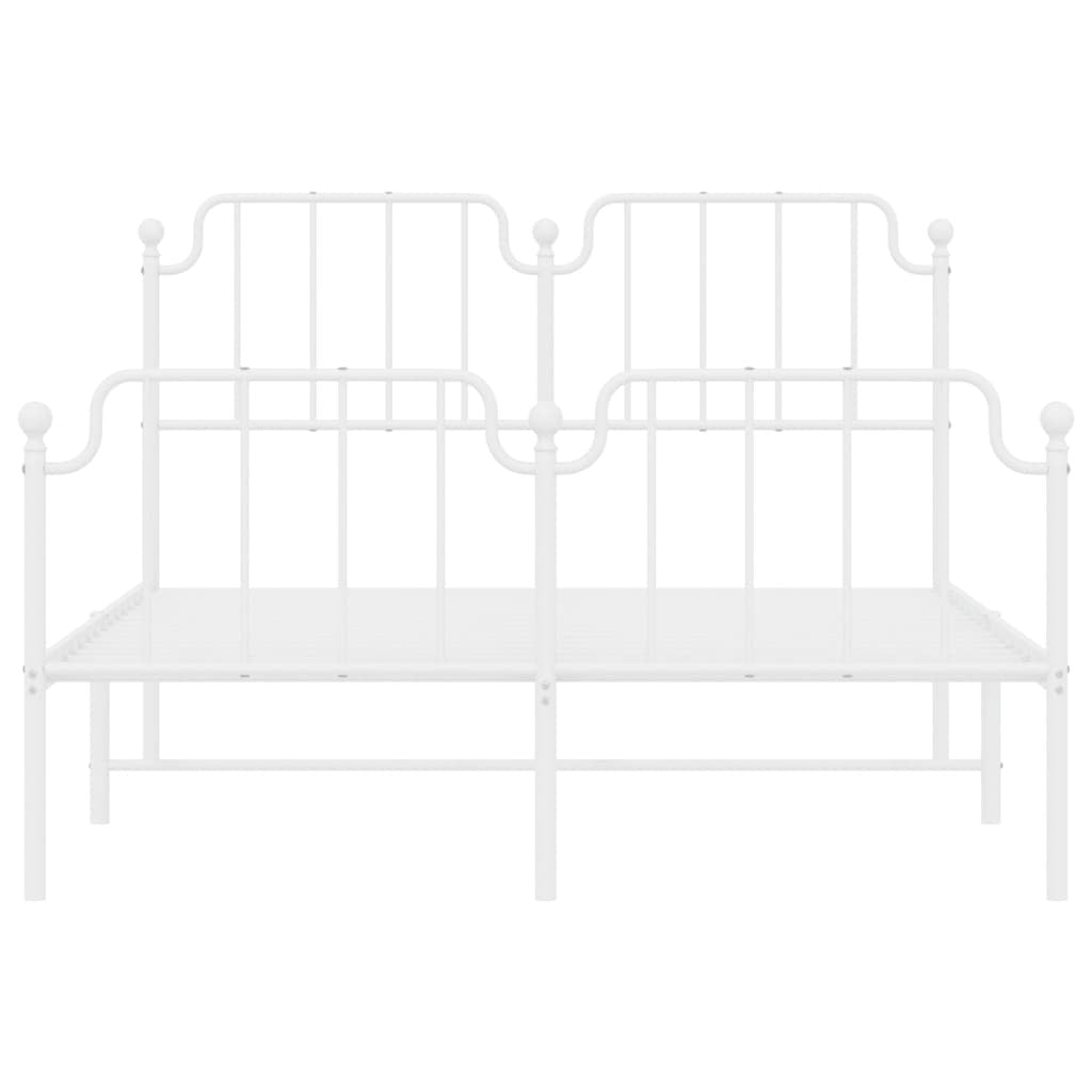 Metal Bed Frame with Headboard and Footboard?White 135x190 cm Double
