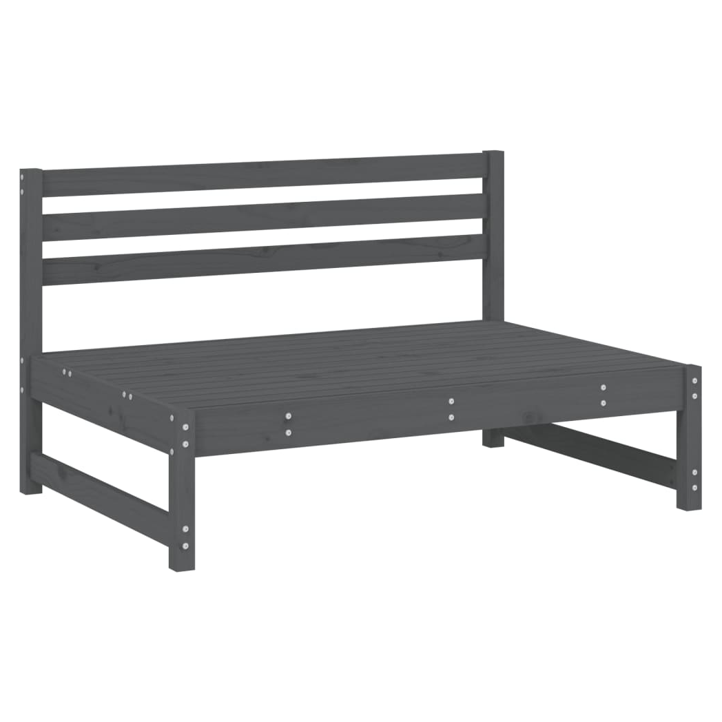 2 Piece Garden Lounge Set Grey Solid Wood Pine