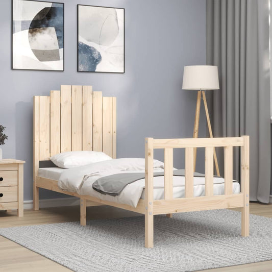 Bed Frame with Headboard Small Single Solid Wood