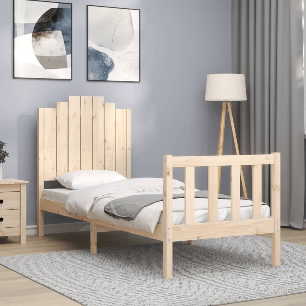 Bed Frame with Headboard Small Single Solid Wood