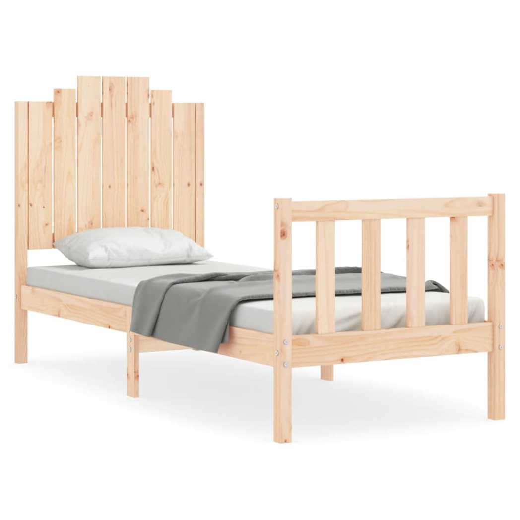 Bed Frame with Headboard Small Single Solid Wood