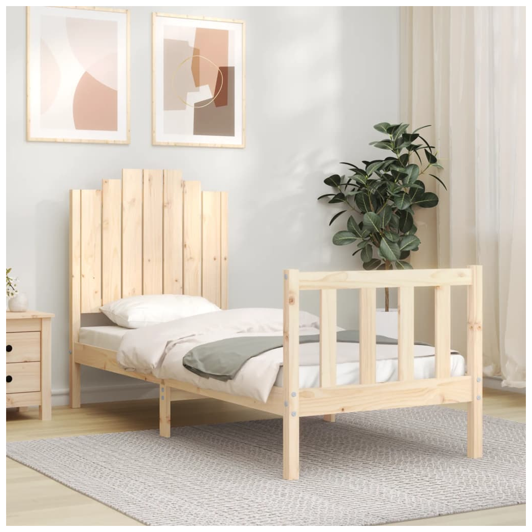 Bed Frame with Headboard Small Single Solid Wood
