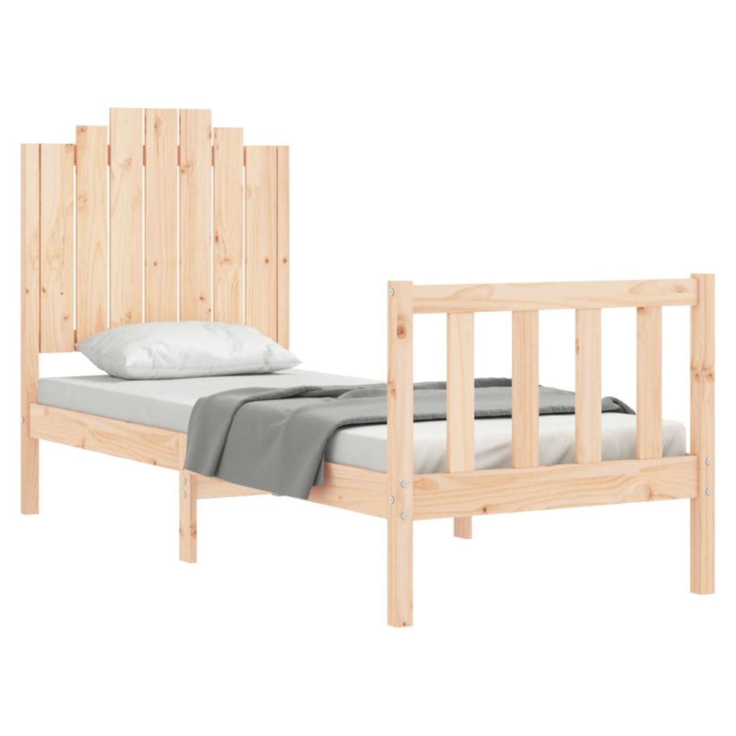 Bed Frame with Headboard Small Single Solid Wood