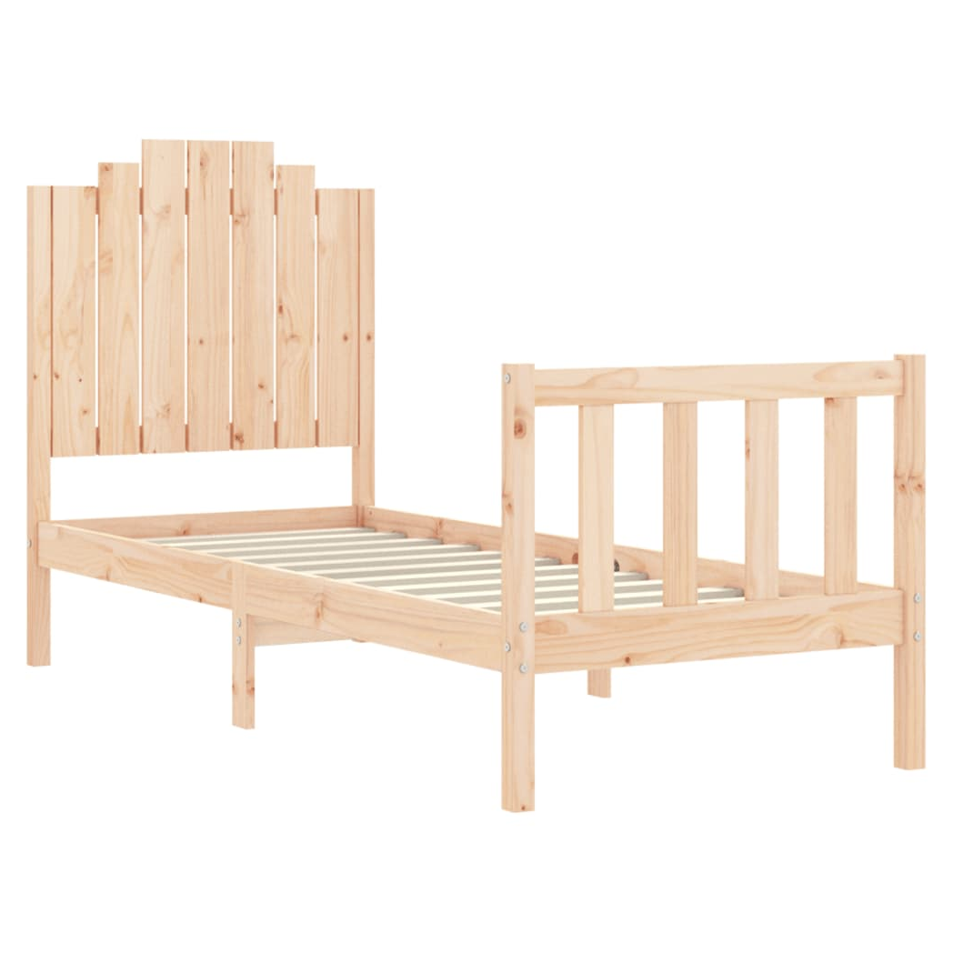 Bed Frame with Headboard Small Single Solid Wood