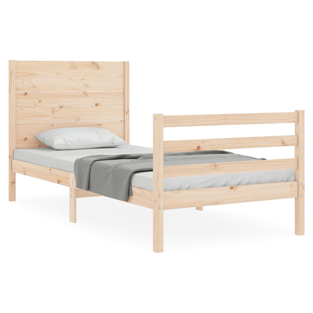 Bed Frame with Headboard Small Single Solid Wood