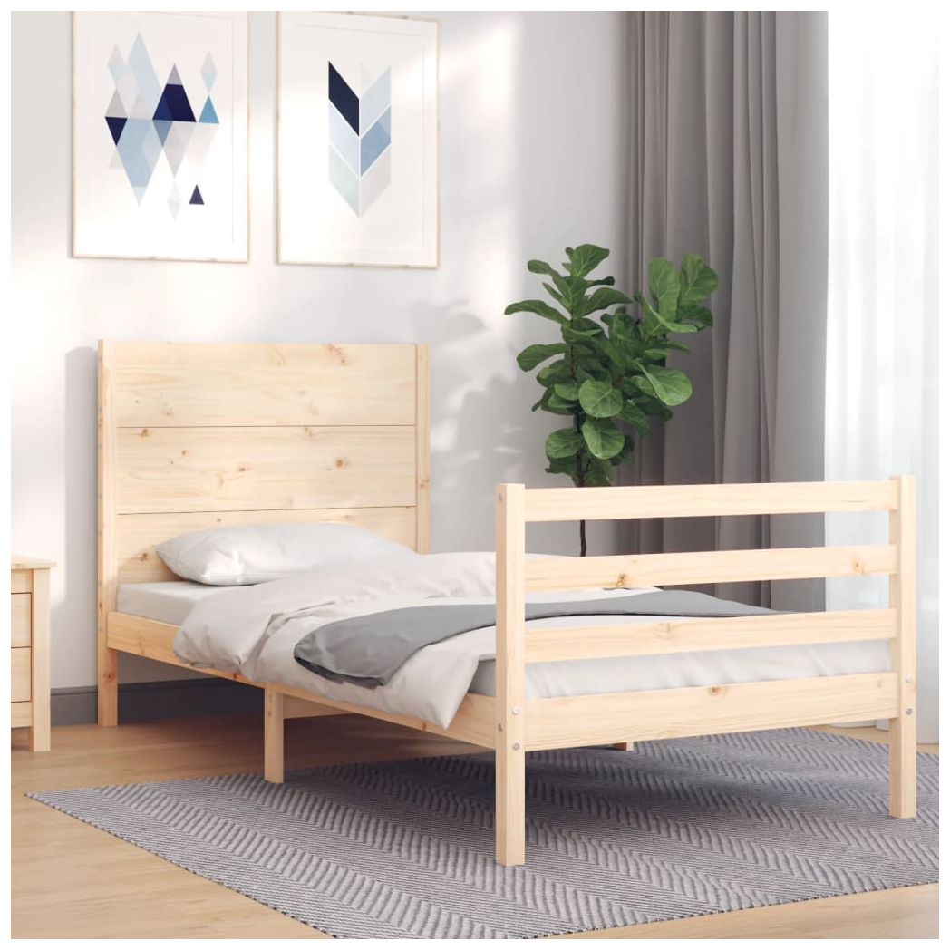 Bed Frame with Headboard Small Single Solid Wood