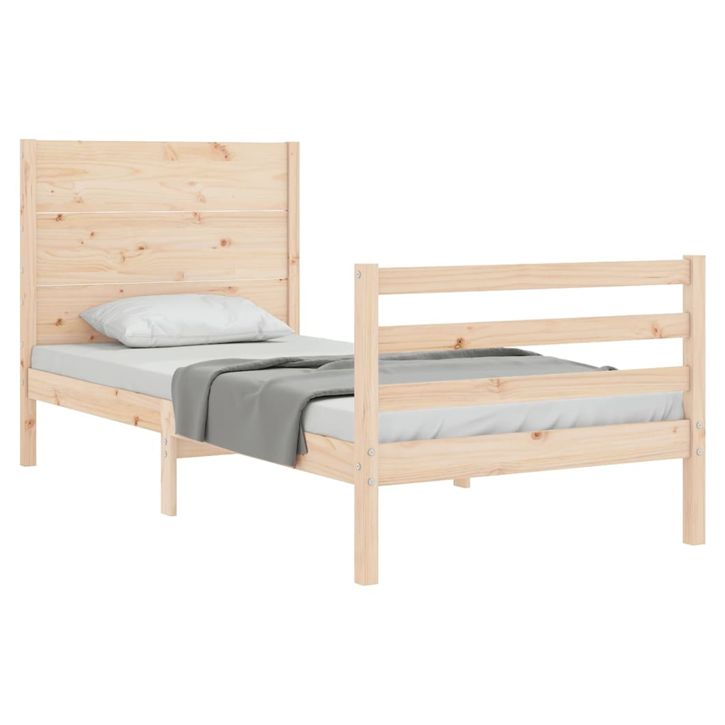 Bed Frame with Headboard Small Single Solid Wood