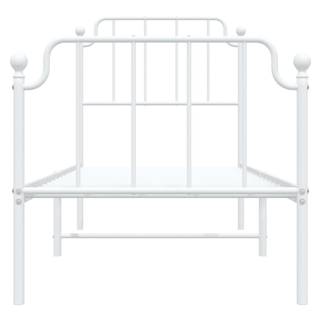 Metal Bed Frame with Headboard and Footboard?White 75x190 cm Small Single