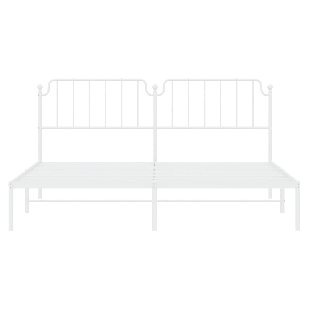 Metal Bed Frame with Headboard White 193x203 cm