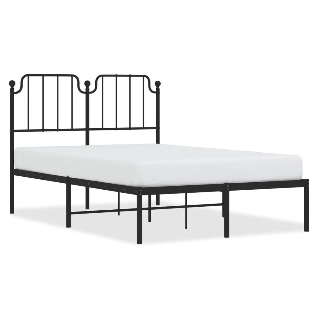 Metal Bed Frame with Headboard Black 120x200 cm