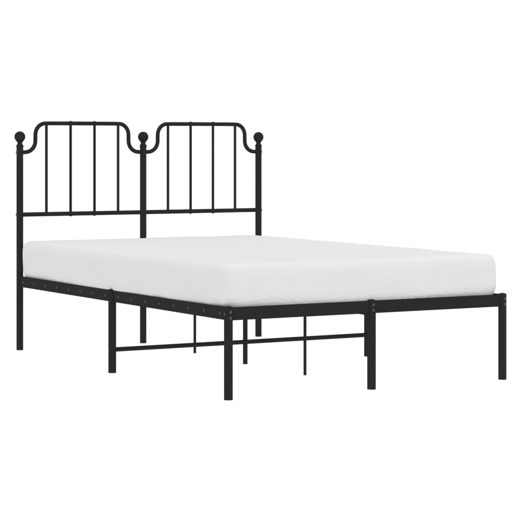 Metal Bed Frame with Headboard Black 120x200 cm